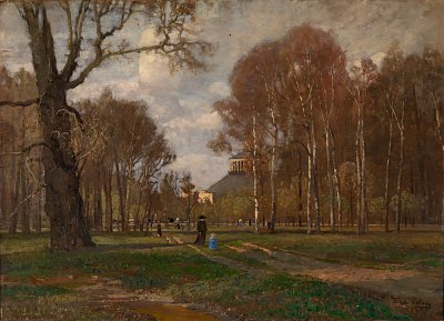 Birken bei der Rotunde von Tina Blau als Kunstdruck auf Leinwand