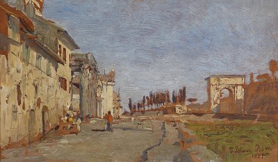 Römisches Capriccio mit Titusbogen von Tina Blau als Kunstdruck auf Leinwand