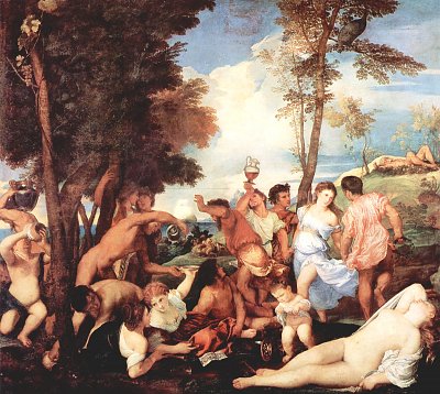 Camerino d Alabastro Die Andrier von Tizian als Kunstdruck auf Leinwand