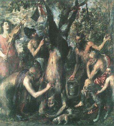 Die Marter des Marsyas von Tizian als Kunstdruck auf Leinwand