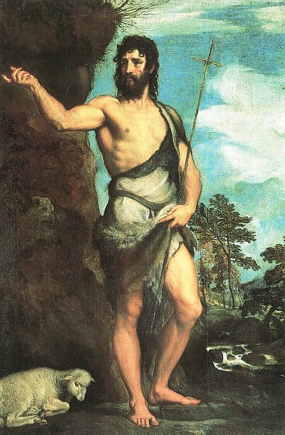 Johannes der Taeufer von Tizian als Kunstdruck auf Leinwand