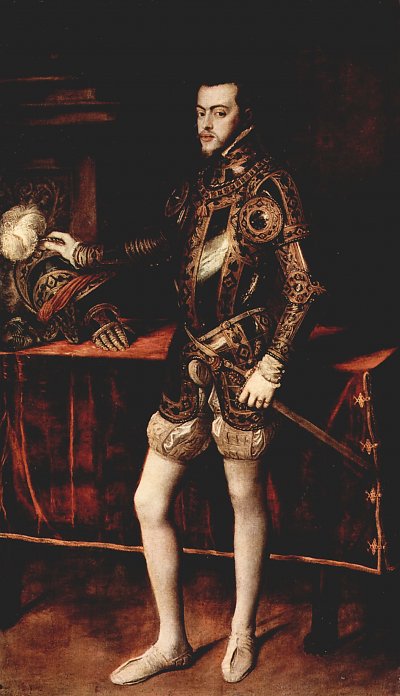Portrait Philipp II von Tizian als Kunstdruck auf Leinwand