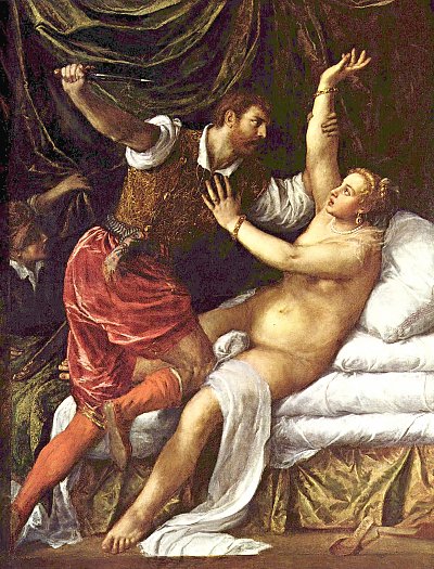 Tarquinis und Lucretia von Tizian als Kunstdruck auf Leinwand