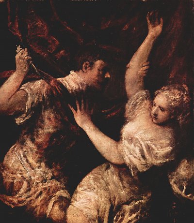 Tarquinius Sextus und Lucretia 2 von Tizian als Kunstdruck auf Leinwand