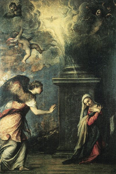 Verkuendigung von Tizian als Kunstdruck auf Leinwand