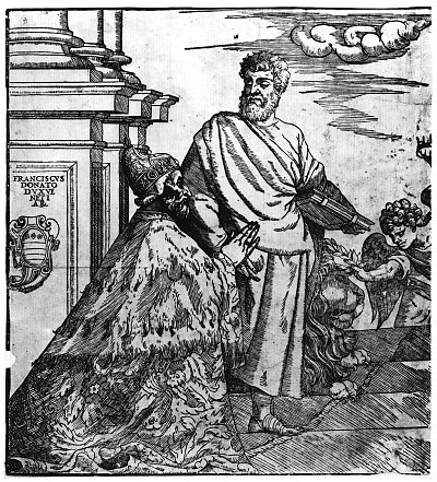 Der Doge Francesco Dona vor der Madonna 1 von Tizian/Zeichnungen als Kunstdruck auf Leinwand