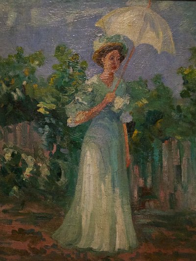 woman with parasol von Vlaho Bukovac als Kunstdruck auf Leinwand