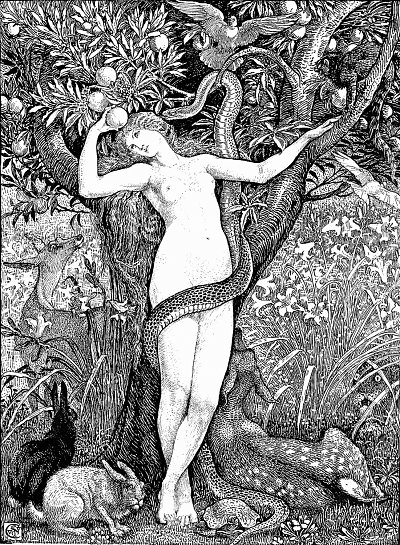 Eve taking the forbidden fruit von Walter Gramatte als Kunstdruck auf Leinwand