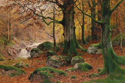 Herbstliche Waldlandschaft von Walter Moras als Kunstdruck auf Leinwand