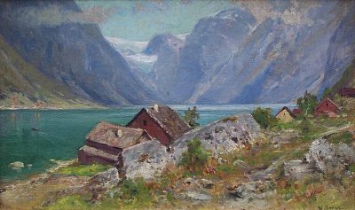 Norwegische Fjordlandschaft von Walter Moras als Kunstdruck auf Leinwand