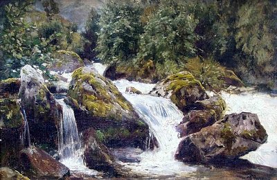 Steiniges Flussufer von Walter Moras als Kunstdruck auf Leinwand