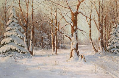 Winterwald von Walter Moras als Kunstdruck auf Leinwand