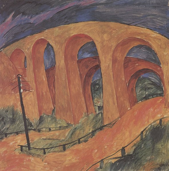 Kunstdruck Bruecken bei Mondschau von Walter Ophey als Leinwandbild