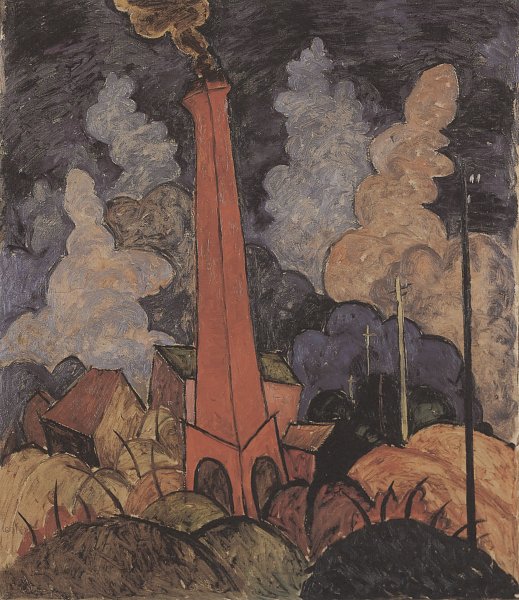 Kunstdruck Schornstein von Walter Ophey als Leinwandbild