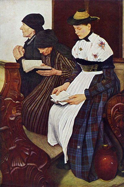 Die drei Frauen in der Kirche von Wilhelm-Leibl als Kunstdruck auf Leinwand