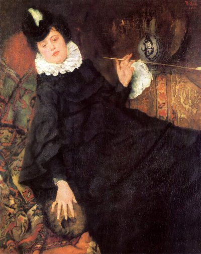 Die junge Pariserin (Die Kokotte) von Wilhelm-Leibl als Kunstdruck auf Leinwand