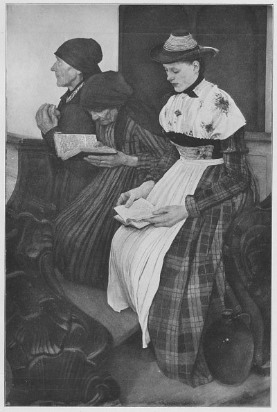 Drei Frauen in der Kirche von Wilhelm-Leibl als Kunstdruck auf Leinwand