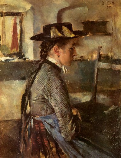 In Erwartung von Wilhelm-Leibl als Kunstdruck auf Leinwand