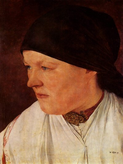 Kopf eines Bauernmädchens von Wilhelm-Leibl als Kunstdruck auf Leinwand