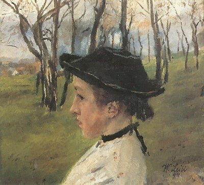 Mädchen im Grünen von Wilhelm-Leibl als Kunstdruck auf Leinwand