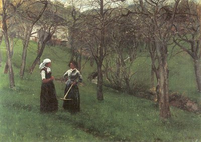 Obstgarten in Kutterling von Wilhelm Leibl als Kunstdruck auf Leinwand