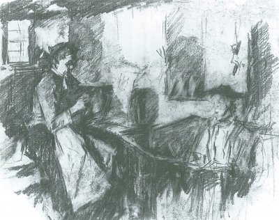 Spinnende Frauen von Wilhelm Leibl als Kunstdruck auf Leinwand
