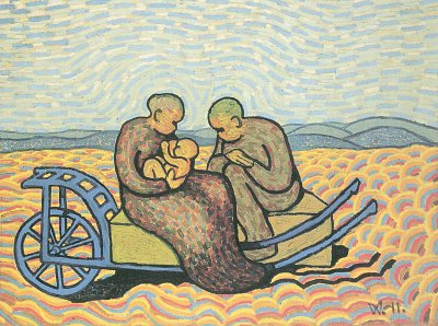 Die Familie auf der Karre von Wilhelm-Morgner als Kunstdruck auf Leinwand