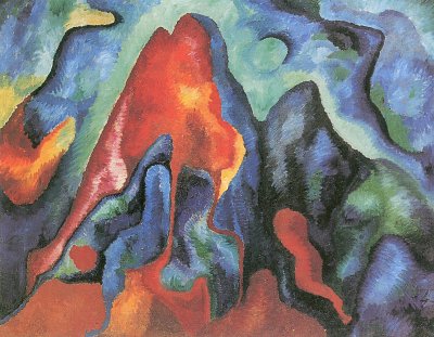 Große astrale Komposition von Wilhelm Morgner als Kunstdruck auf Leinwand