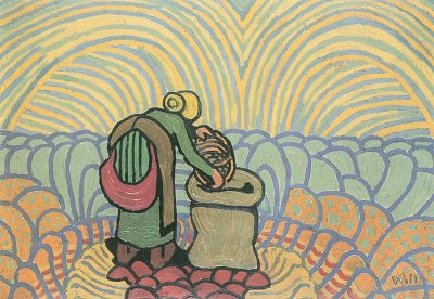 Kartoffelernte von Wilhelm Morgner als Kunstdruck auf Leinwand