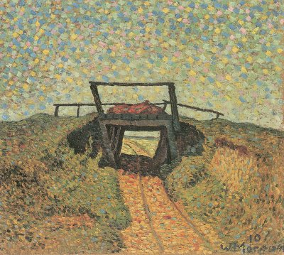 Landschaft mit kleiner Brücke von Wilhelm Morgner als Kunstdruck auf Leinwand