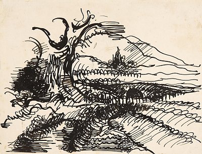 Landschaftsstudie von Wilhelm Morgner als Kunstdruck auf Leinwand