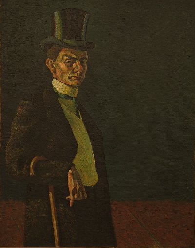 Selbstporträt von Wilhelm Morgner als Kunstdruck auf Leinwand