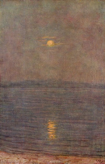 Mondaufgang ueber dem Wasser von Wilhelm Steinhausen als Kunstdruck auf Leinwand