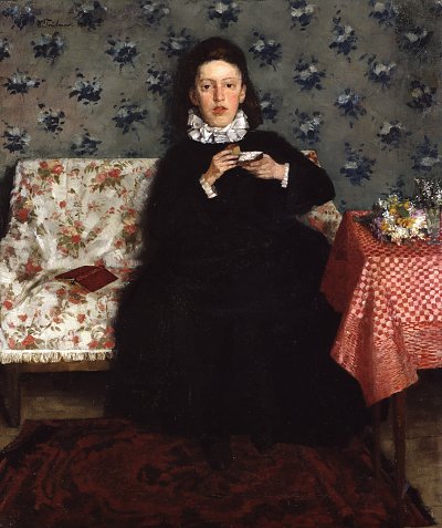 Auf dem Kanapee von Wilhelm-Trübner als Kunstdruck auf Leinwand