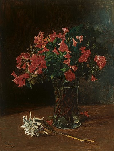 Blumenvase von Wilhelm Trübner als Kunstdruck auf Leinwand