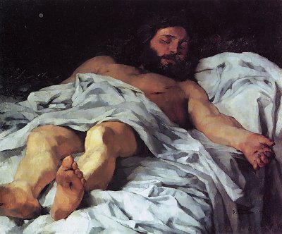 Der vom Kreuz genommene Jesus von Wilhelm Trübner als Kunstdruck auf Leinwand