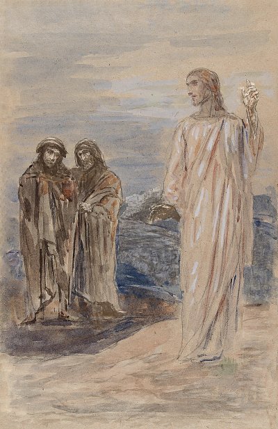 Die Juenger auf dem Weg nach Emmaus denen der Herr nahe ist von Wilhelm-Trübner als Kunstdruck auf Leinwand