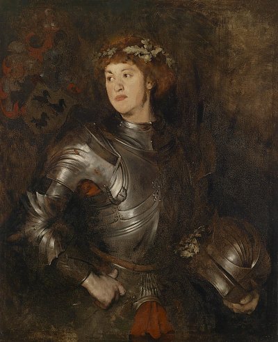 Jüngling in Harnisch von Wilhelm Trübner als Kunstdruck auf Leinwand