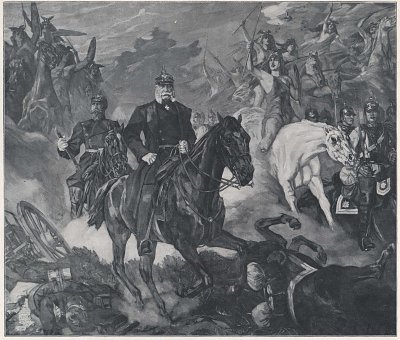 Kaiser Wilhelm auf dem Schlachtfelde von den Walküren begrüßt von Wilhelm Trübner als Kunstdruck auf Leinwand