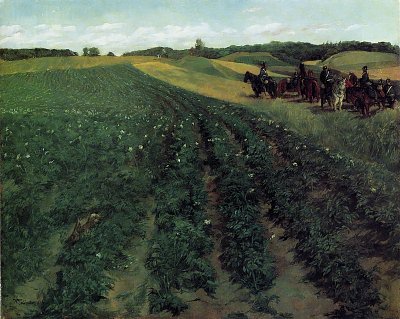 Kartoffelacker in Weßling von Wilhelm Trübner als Kunstdruck auf Leinwand
