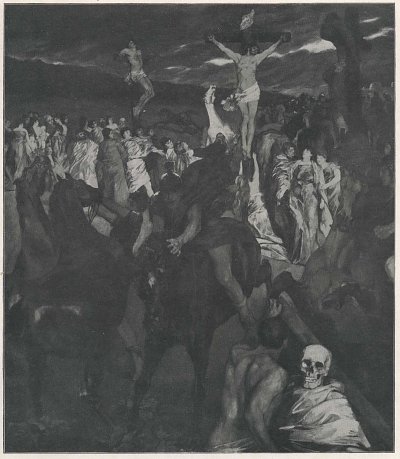 Kreuzigung von Wilhelm Trübner als Kunstdruck auf Leinwand