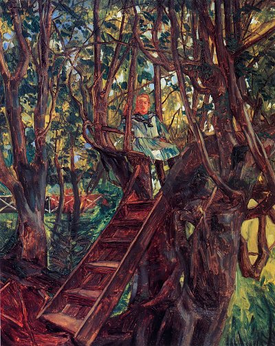 Mädchen im Baum von Wilhelm Trübner als Kunstdruck auf Leinwand