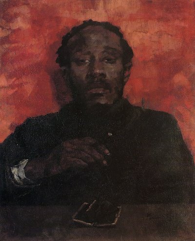 Rauchender Mohr von Wilhelm Trübner als Kunstdruck auf Leinwand