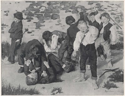 Raufende Jungen von Wilhelm Trübner als Kunstdruck auf Leinwand