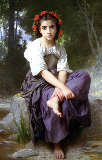 At the Edge of the Brook von William Adolphe Bouguereau als Kunstdruck auf Leinwand