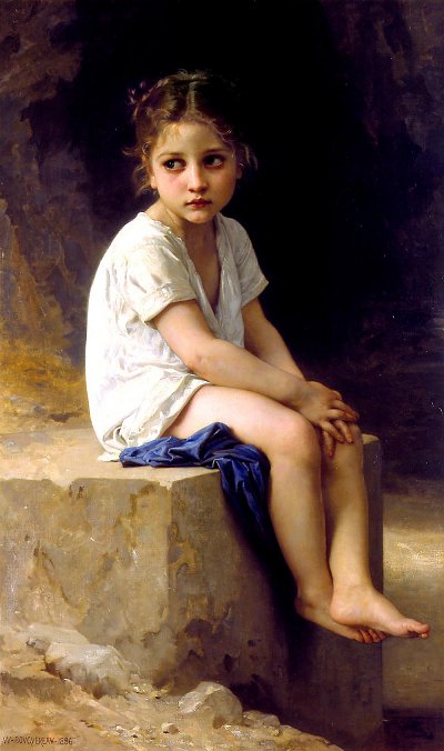 At the Foot of the Cliff von William Adolphe Bouguereau als Kunstdruck auf Leinwand