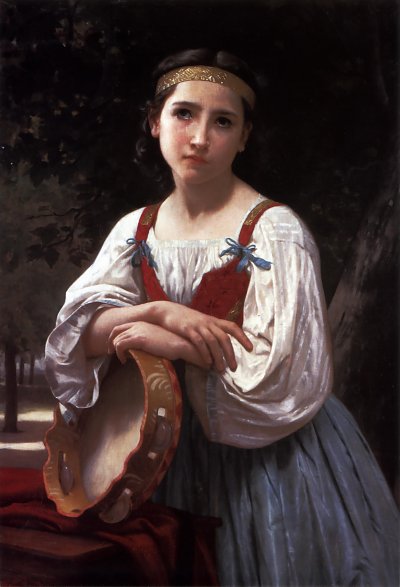 Gypsy Girl with a Basque Drum von William Adolphe Bouguereau als Kunstdruck auf Leinwand
