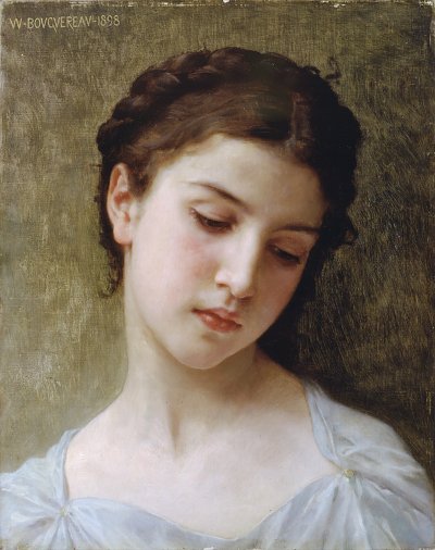 Head Of A Young Girl von William Adolphe Bouguereau als Kunstdruck auf Leinwand