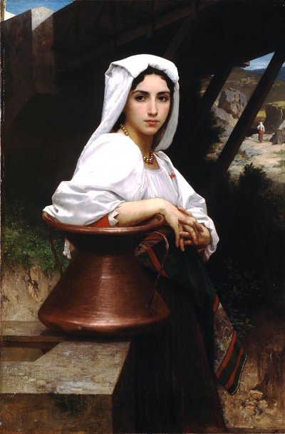 Italian Girl Drawing Water von William Adolphe Bouguereau als Kunstdruck auf Leinwand