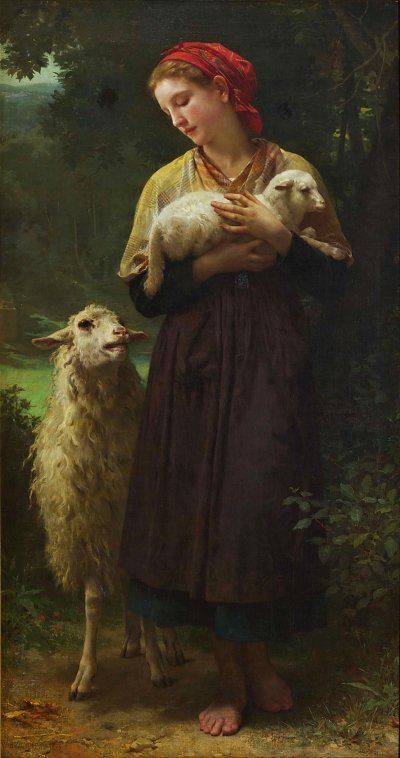L Agneau Nouveau Ne von William Adolphe Bouguereau als Kunstdruck auf Leinwand